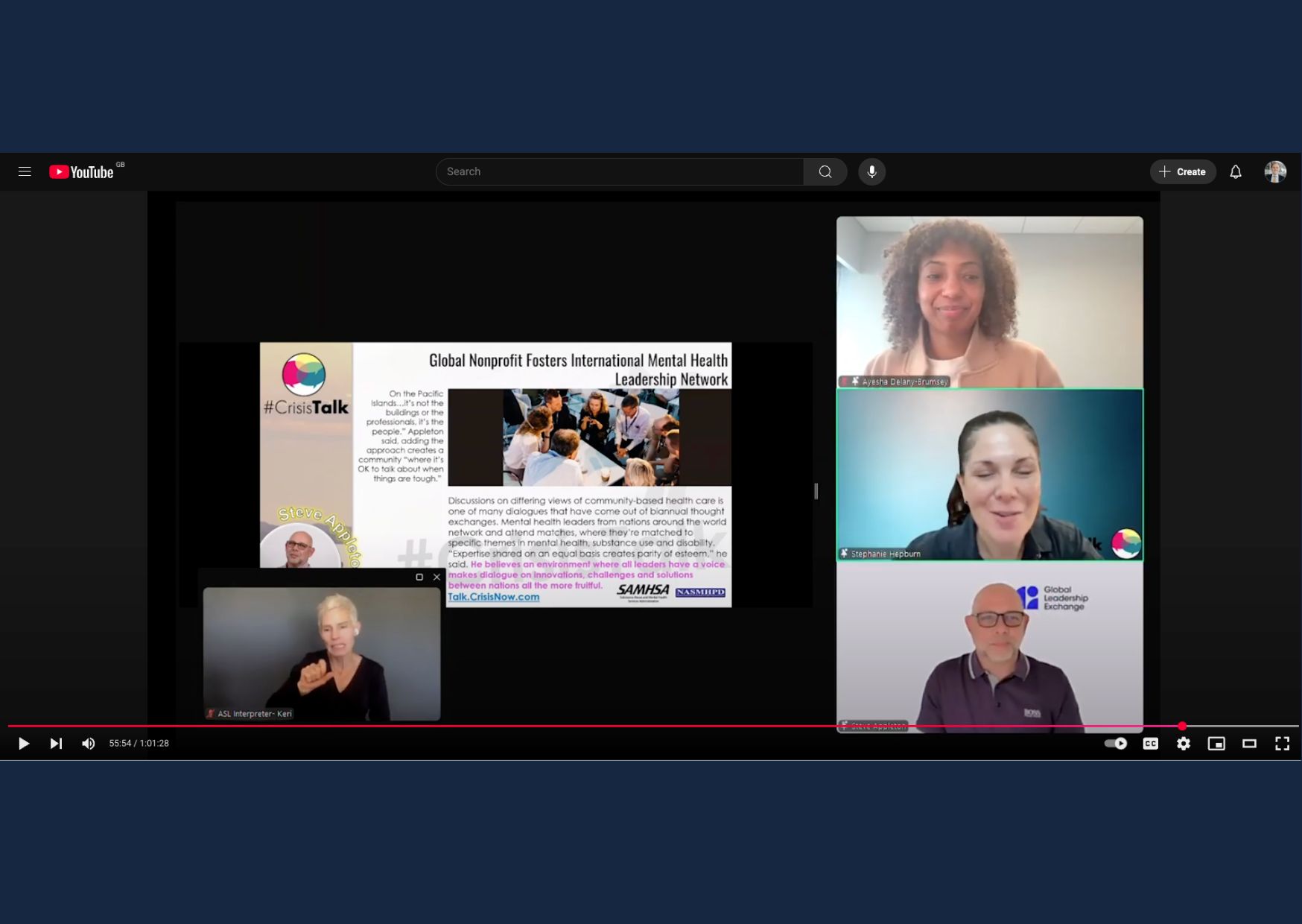 Screen grab of Crisis Jam session on someone to contact